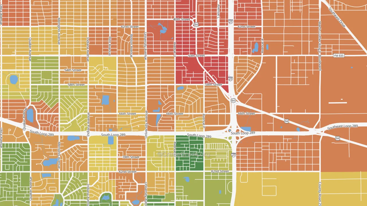 Bayless Atkins, Lubbock, TX Map of Robbery Rates