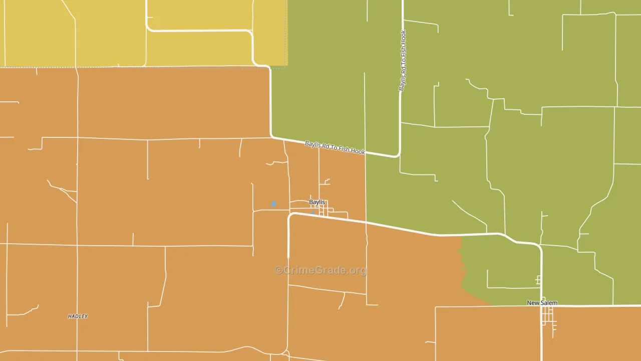 Baylis, IL Map of Robbery Rates
