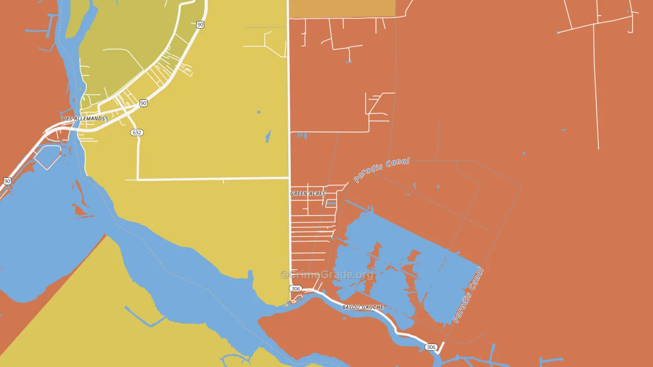 Bayou Gauche, LA Map of Robbery Rates