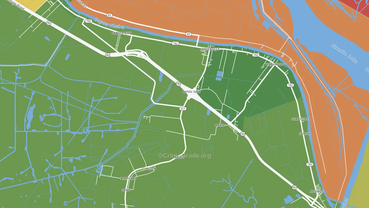 Bayou Sale, LA Map of Robbery Rates