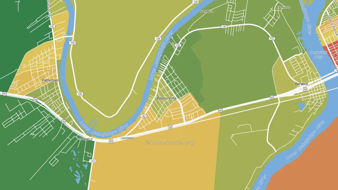 Bayou Vista, LA Map of Robbery Rates