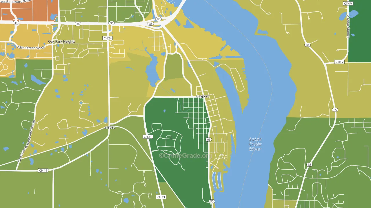 Bayport, MN Map of Robbery Rates