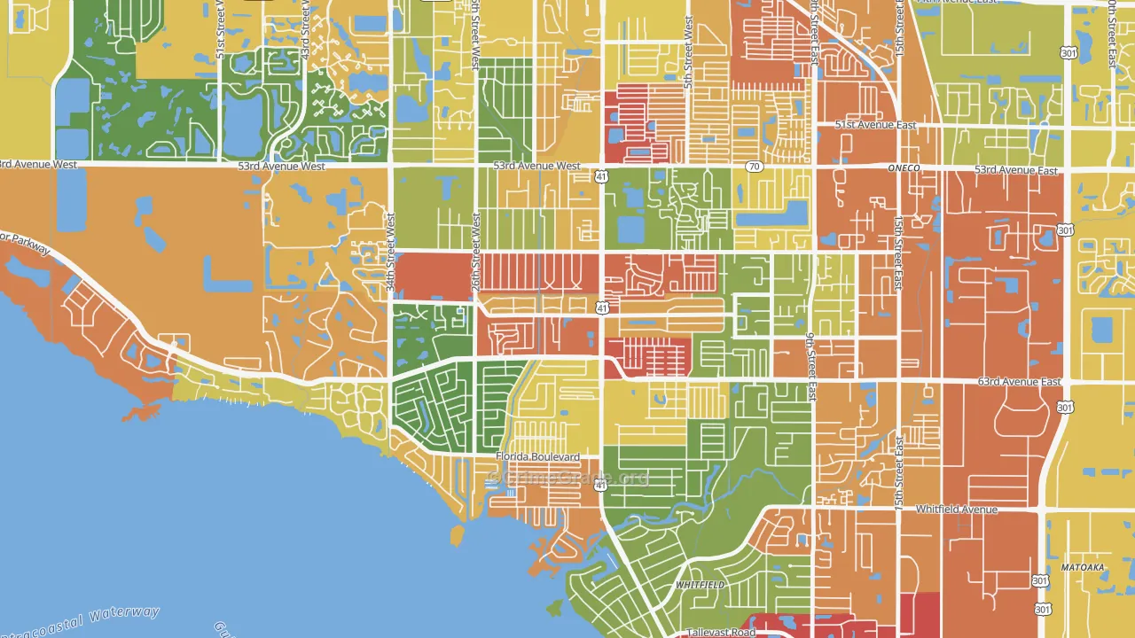 Bayshore Gardens, FL Map of Robbery Rates