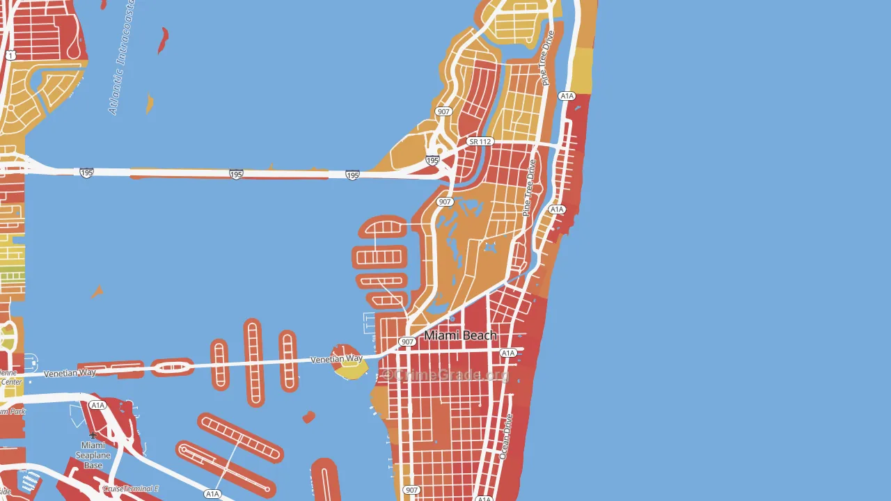 Bayshore, Miami Beach, FL Map of Robbery Rates
