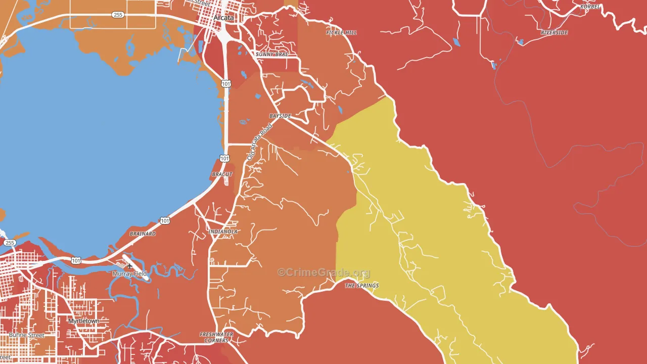 Bayside, CA Map of Robbery Rates