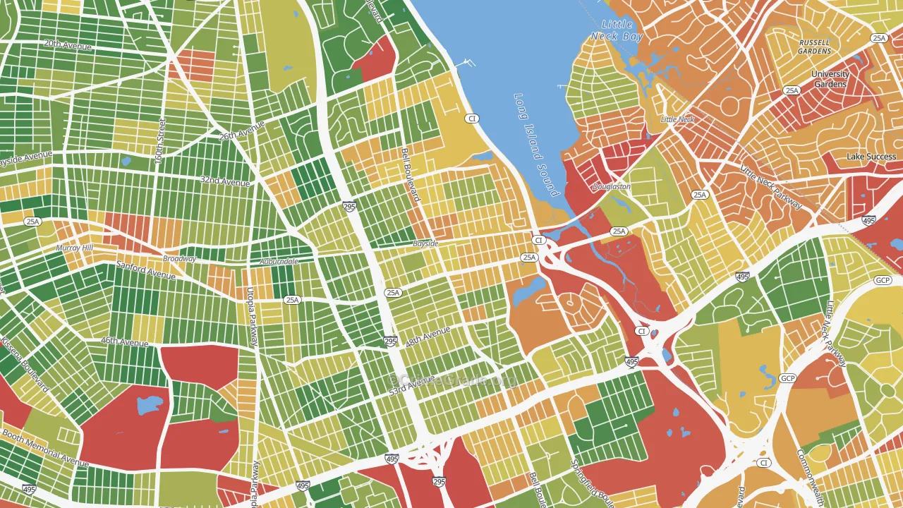 Bayside, Queens, NY Map of Robbery Rates