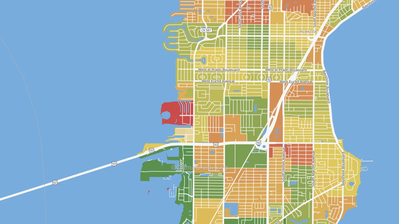 Bayside West, Tampa, FL Map of Robbery Rates