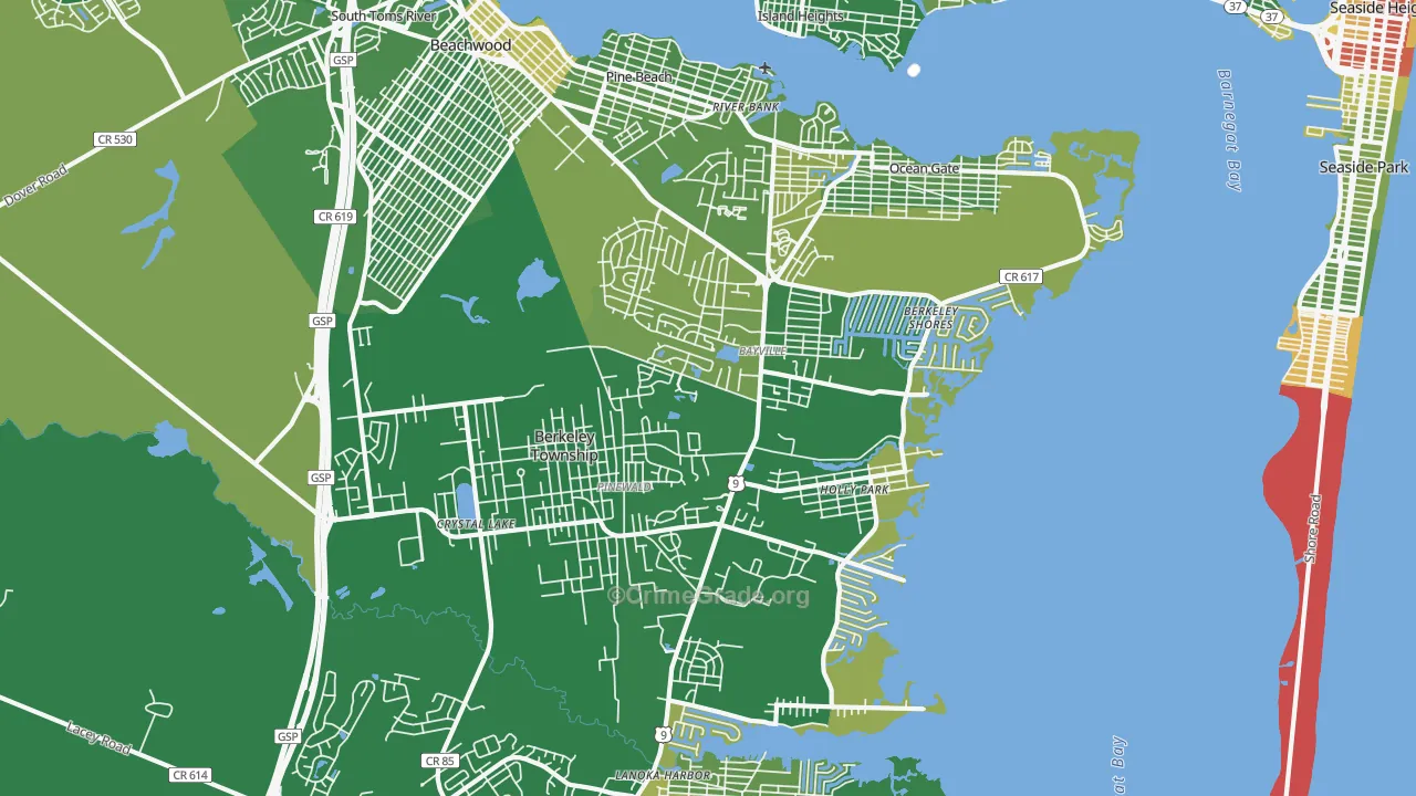 Bayville, NJ Map of Robbery Rates