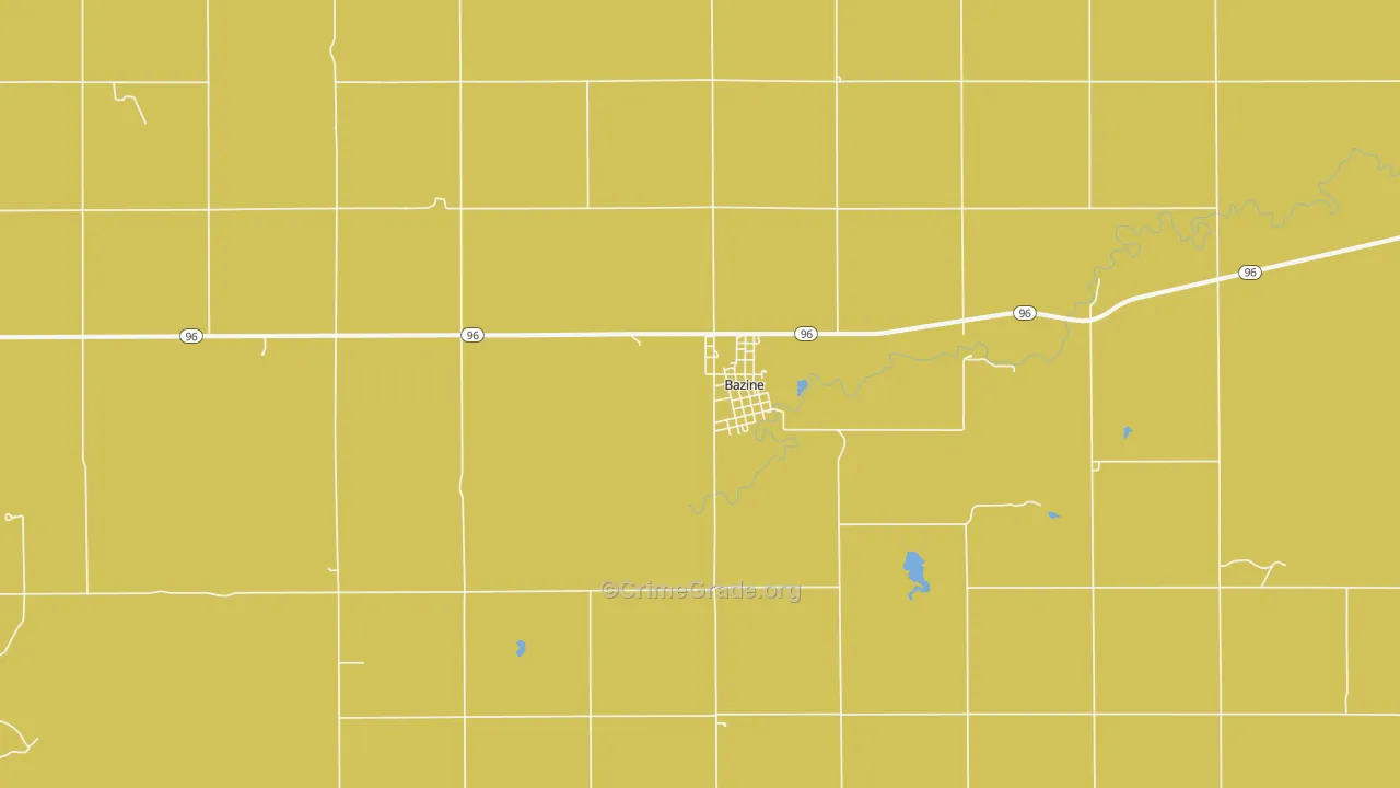 Bazine, KS Map of Robbery Rates