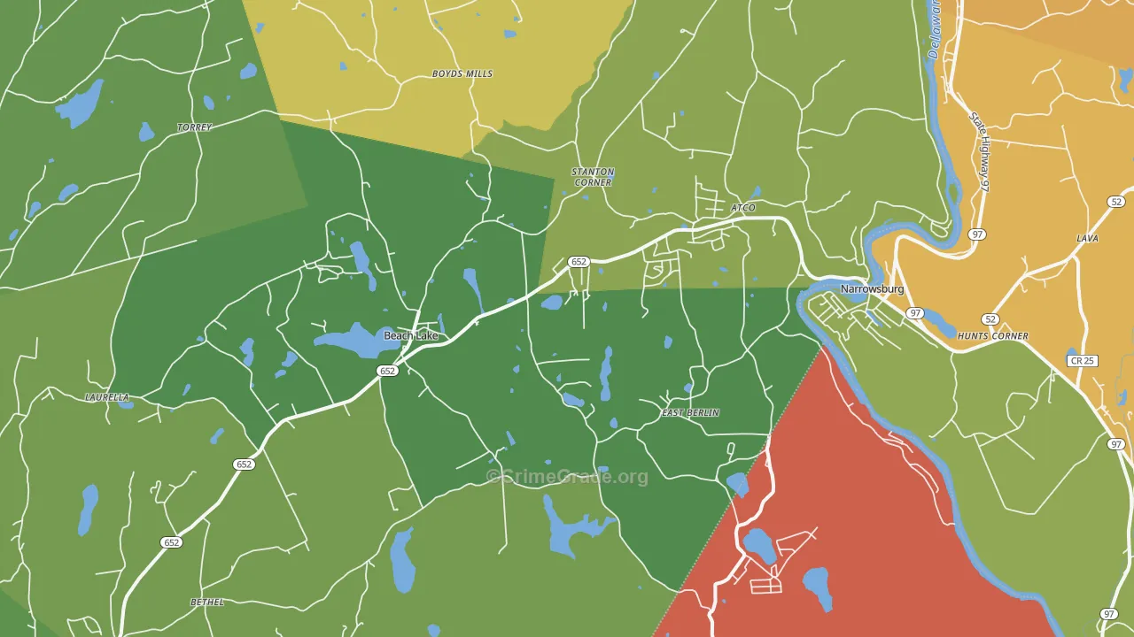 Beach Lake, PA Map of Robbery Rates