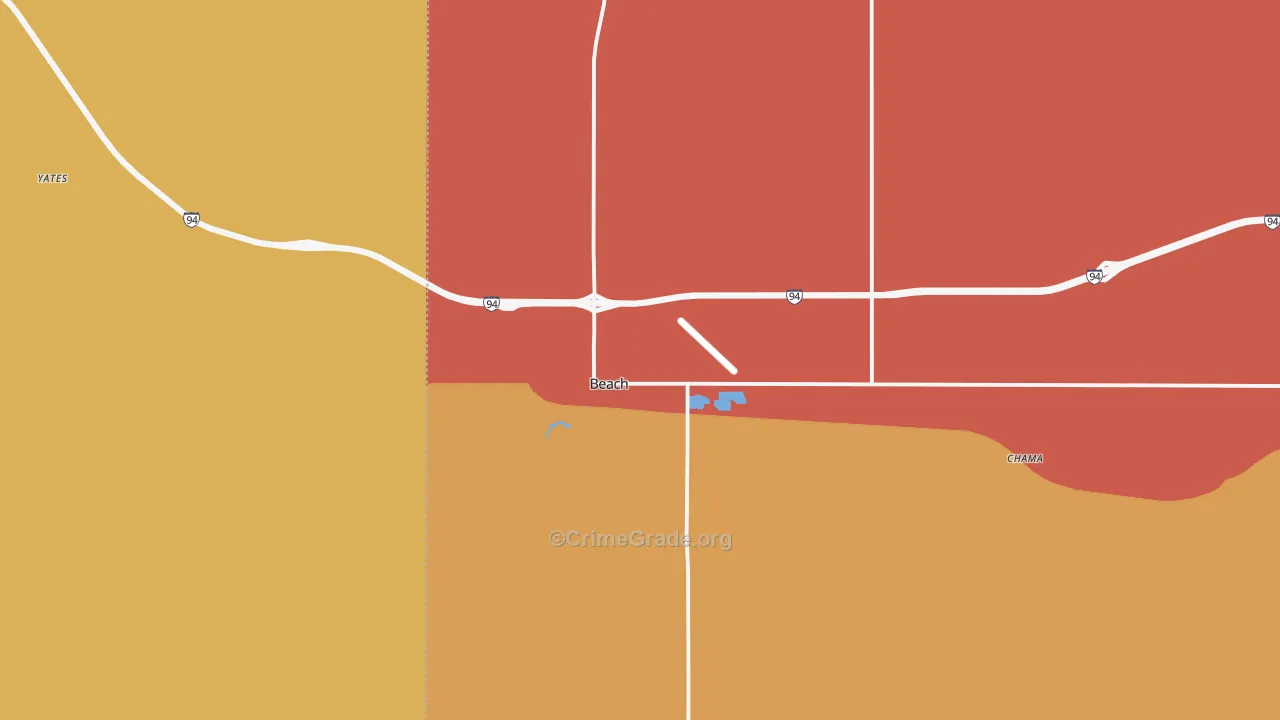 Beach, ND Map of Robbery Rates