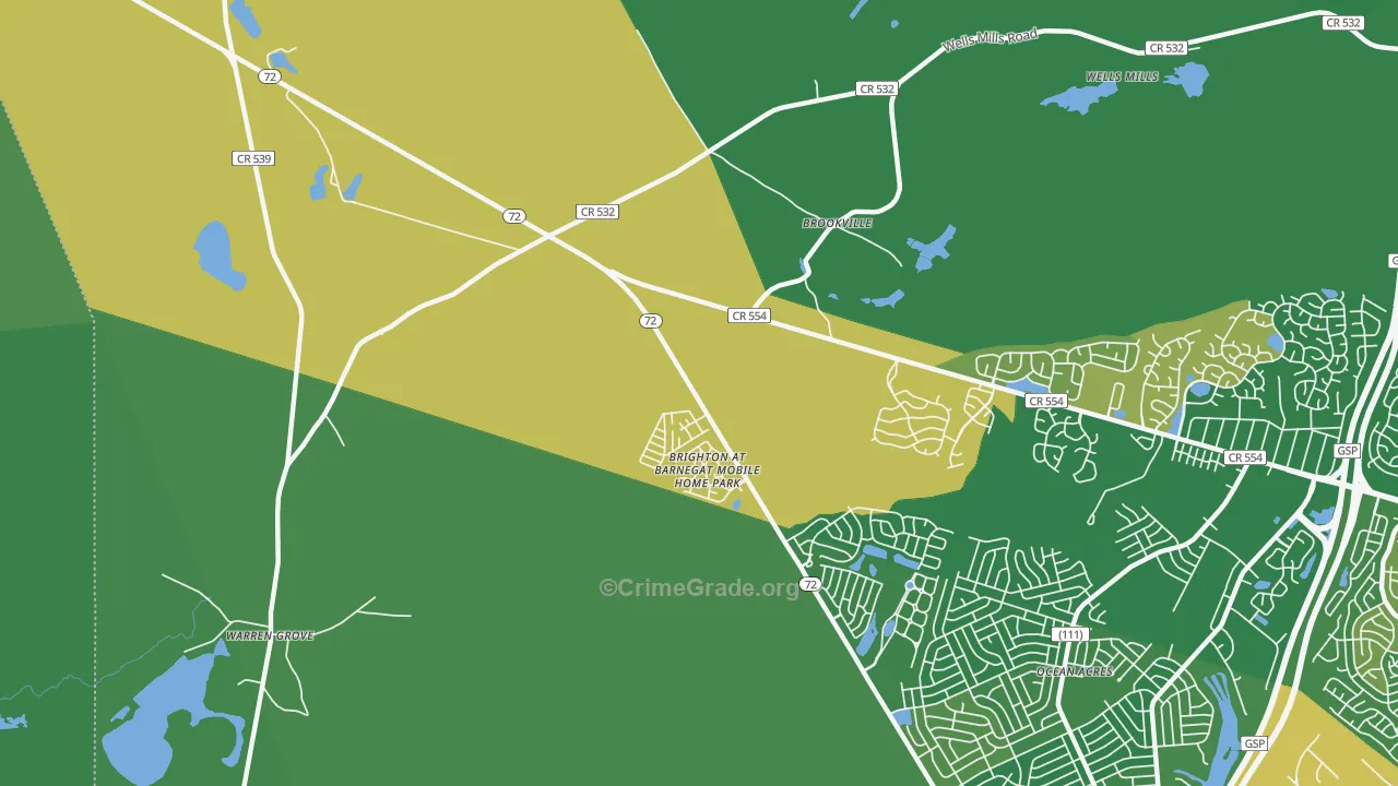 Beach View, NJ Map of Robbery Rates