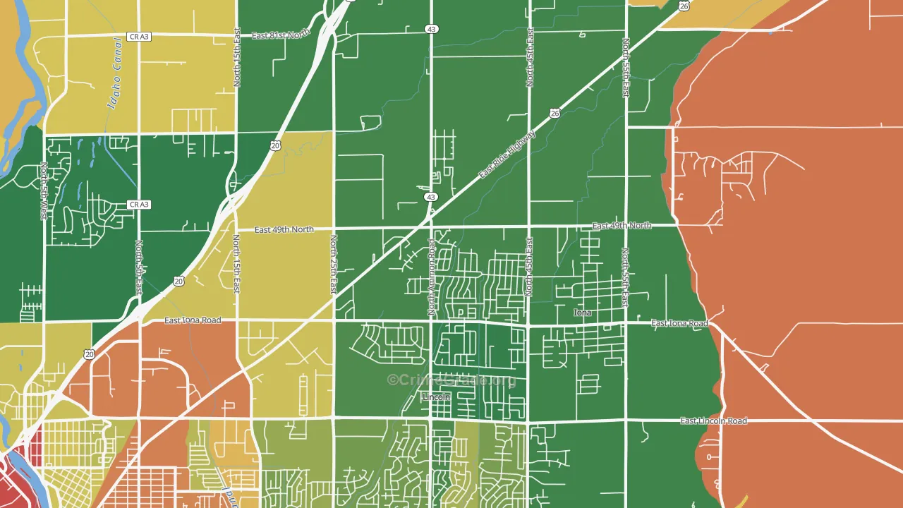 Beachs Corner, ID Map of Robbery Rates