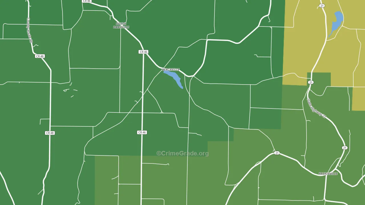 Beachville, NY Map of Robbery Rates