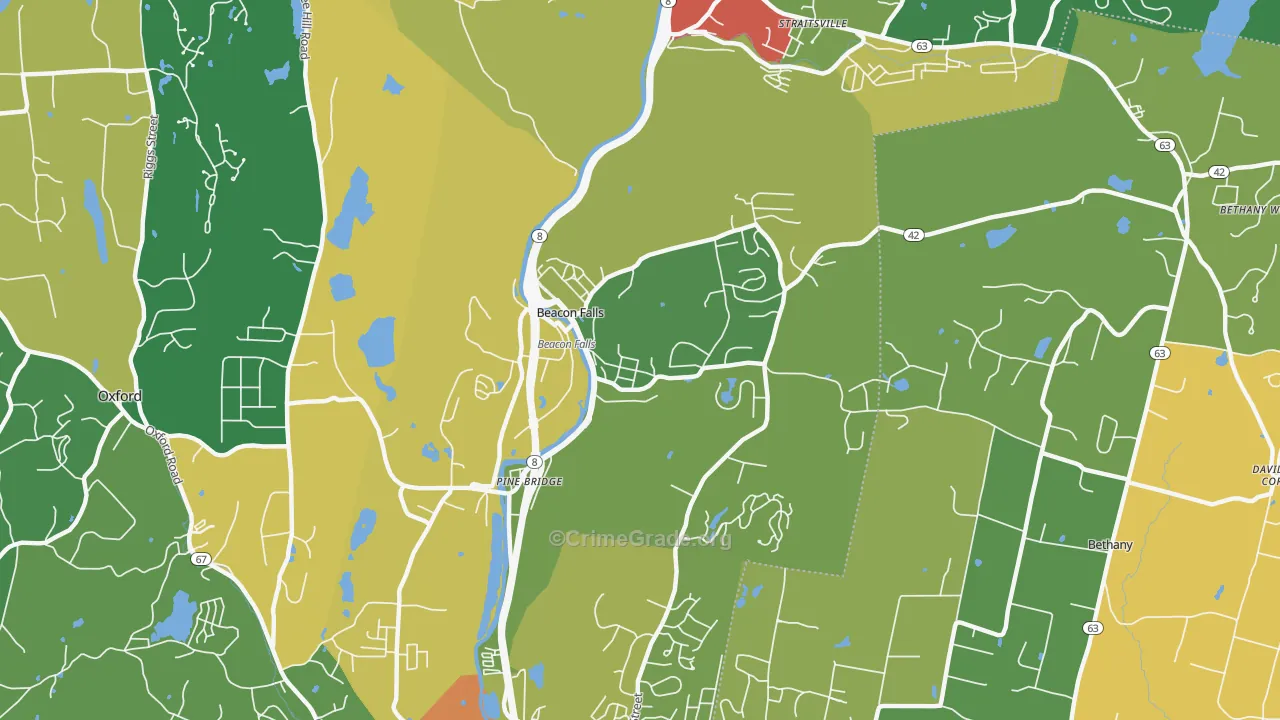 Beacon Falls, CT Map of Robbery Rates