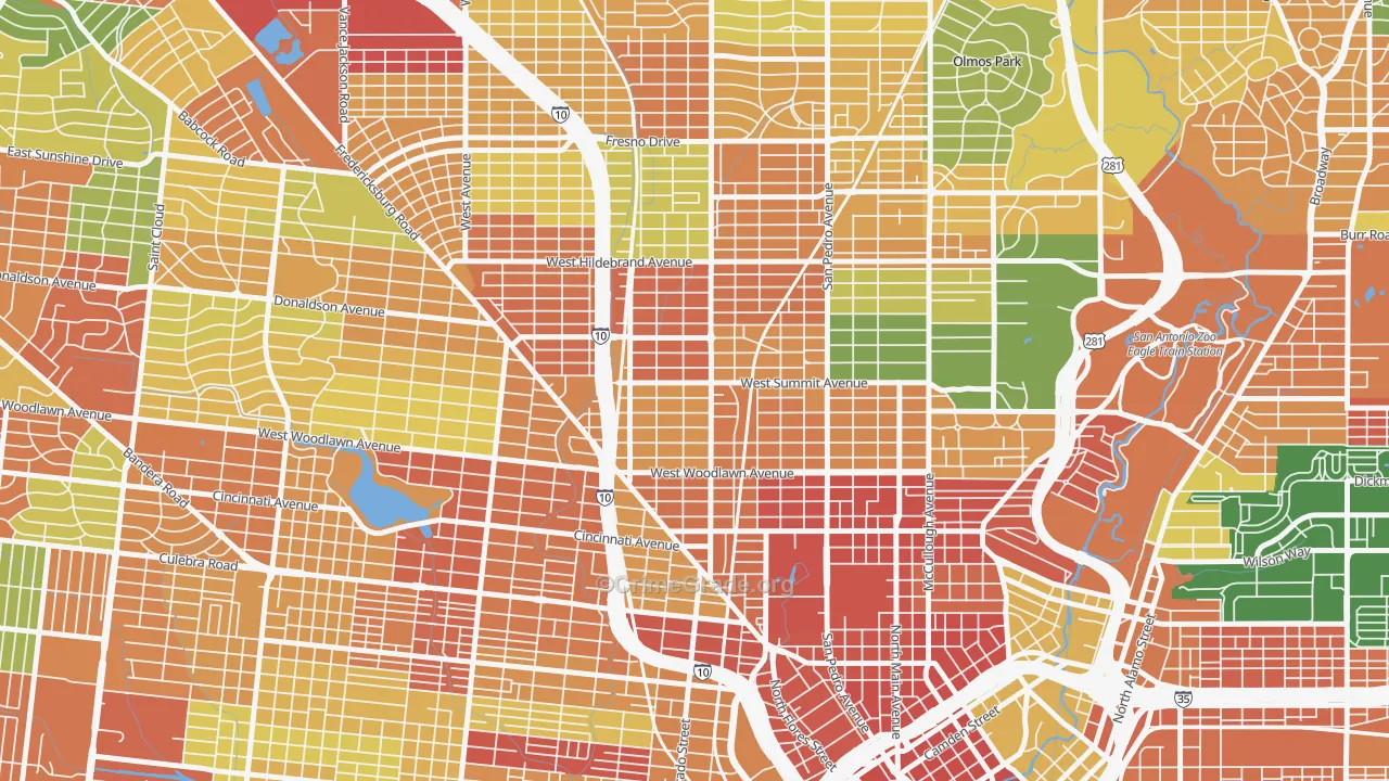 Beacon Hill, San Antonio, TX Map of Robbery Rates