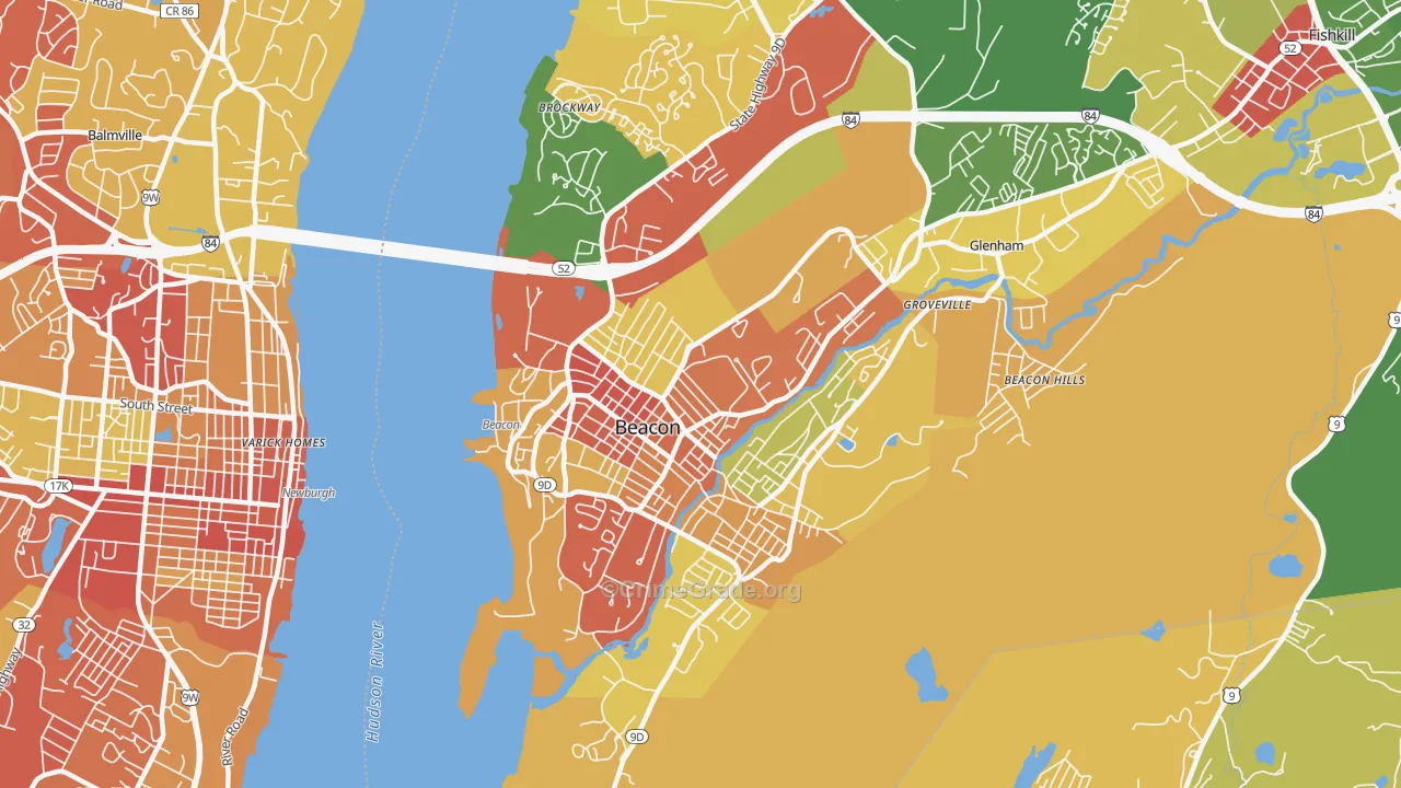 Beacon, NY Map of Robbery Rates