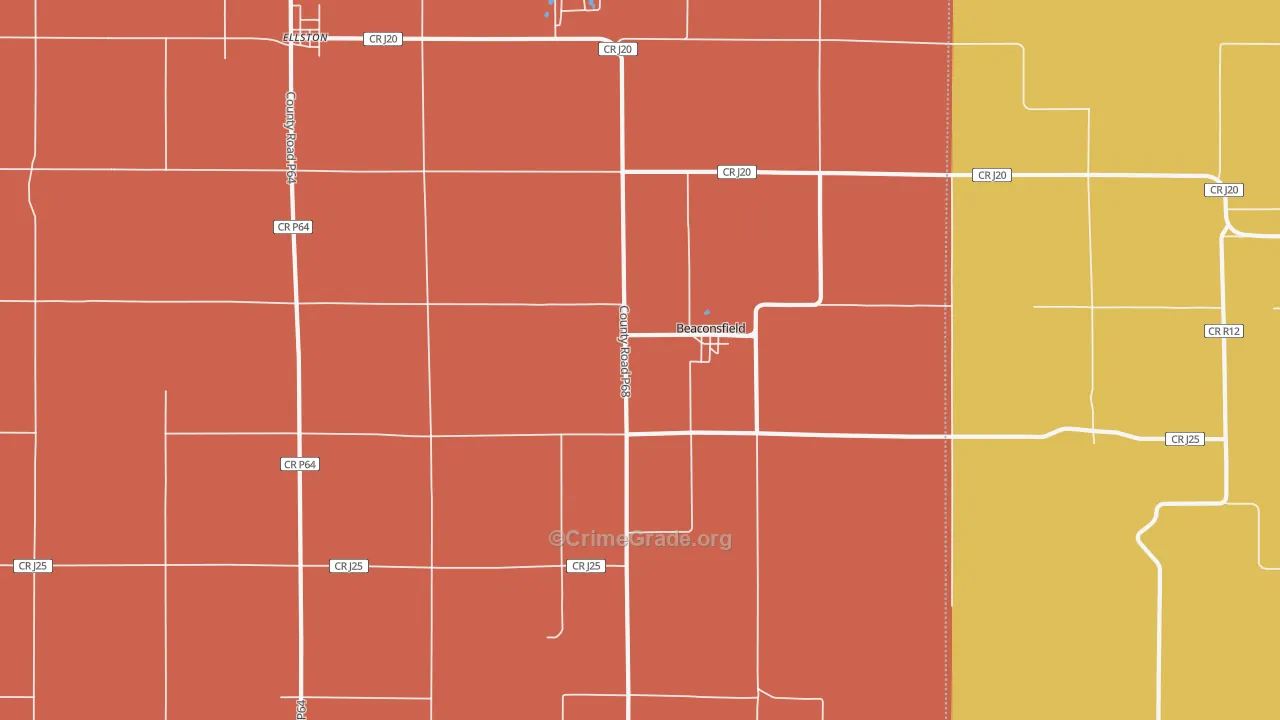 Beaconsfield, IA Map of Robbery Rates