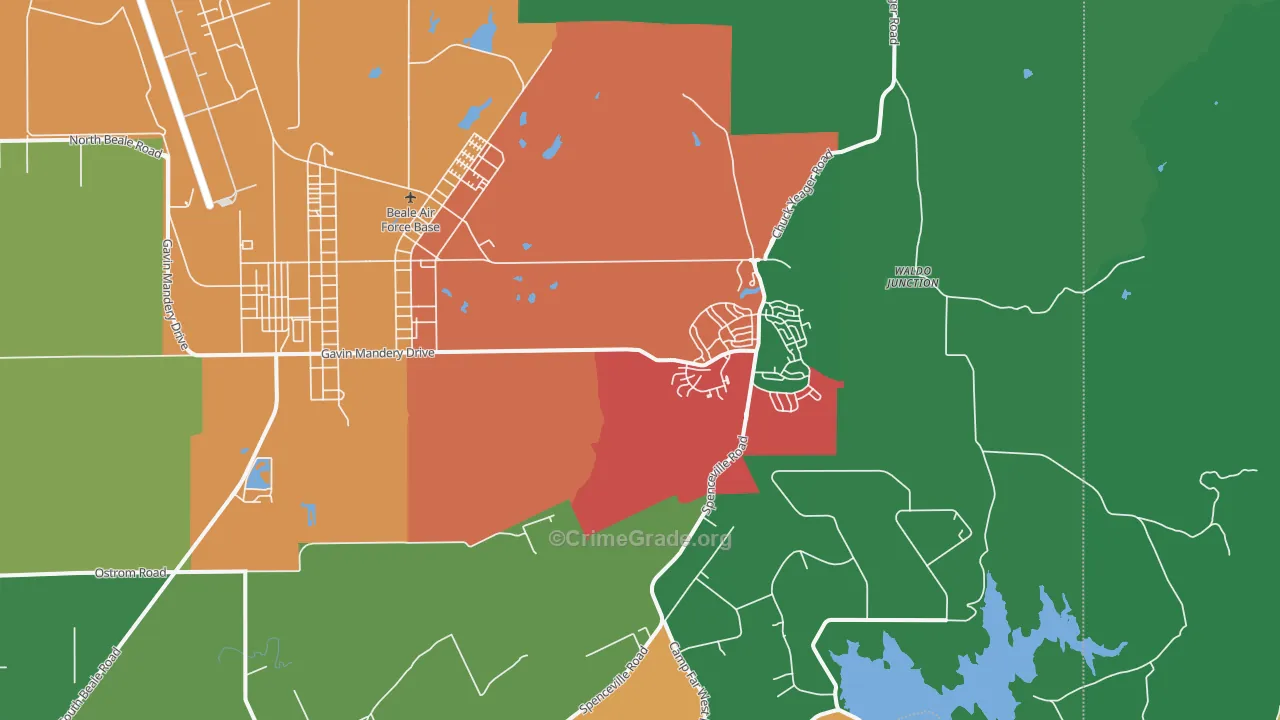 Beale Afb, CA Map of Robbery Rates