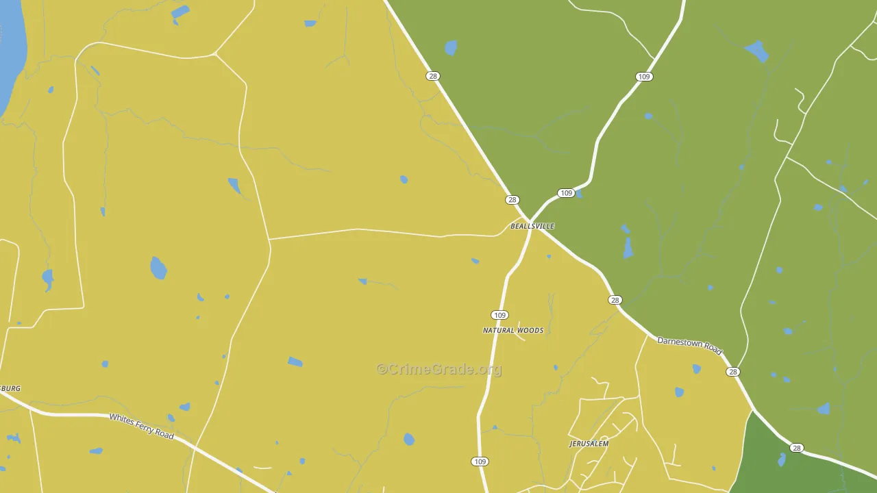Beallsville, MD Map of Robbery Rates