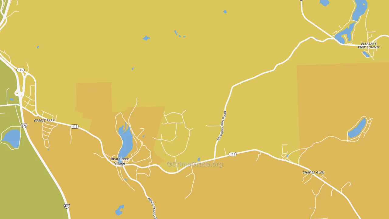 Bear Creek, PA Map of Robbery Rates