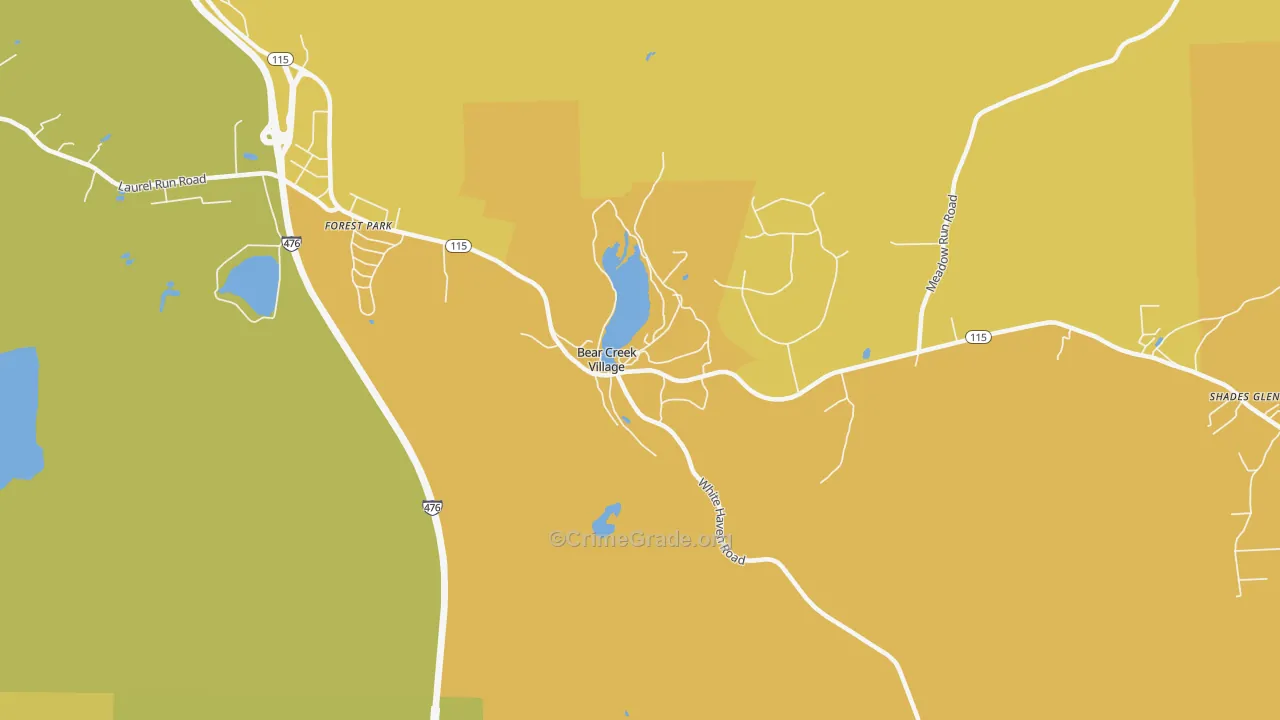 Bear Creek Village, PA Map of Robbery Rates