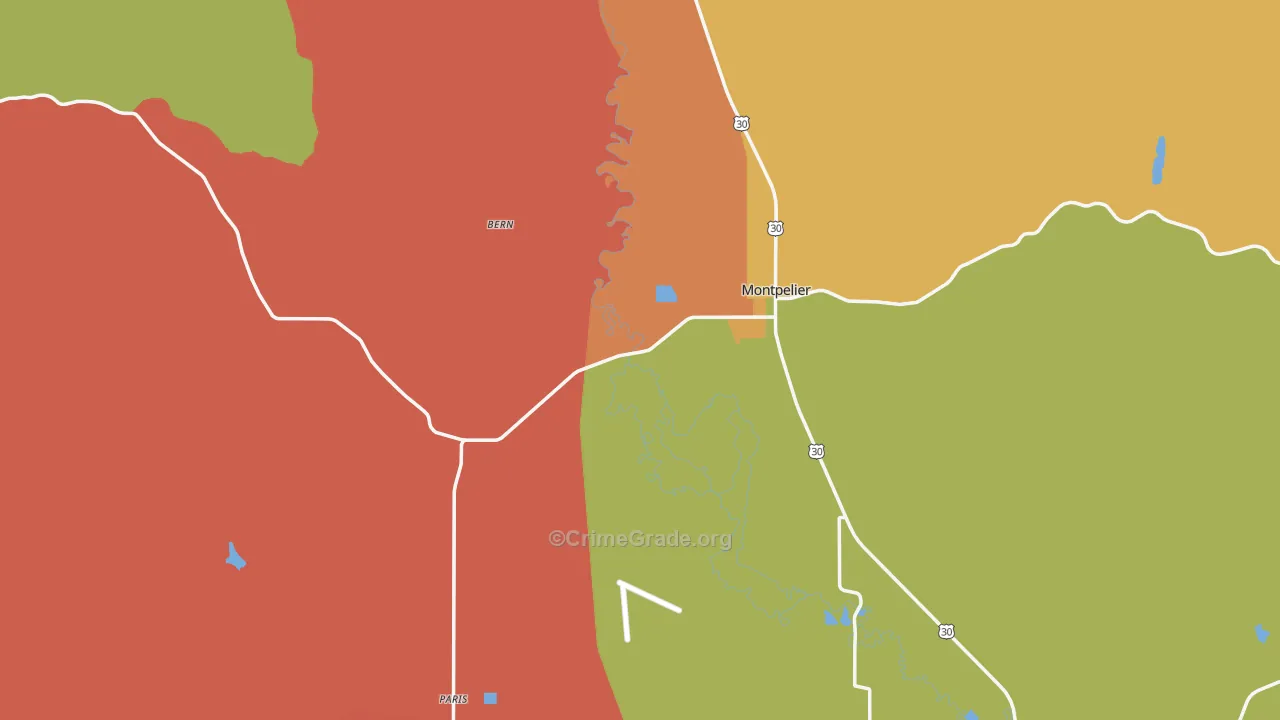 Bear Lake County, ID Map of Robbery Rates