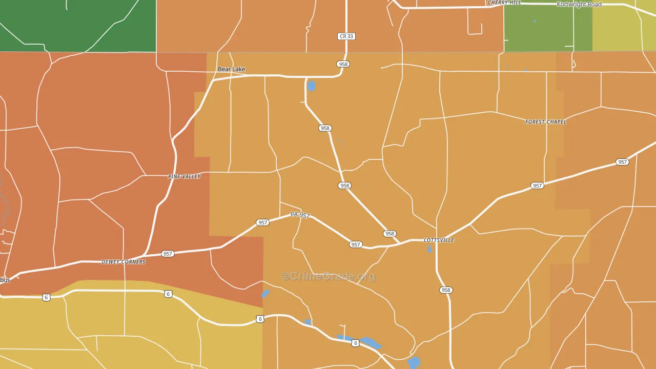 Bear Lake, PA Map of Robbery Rates