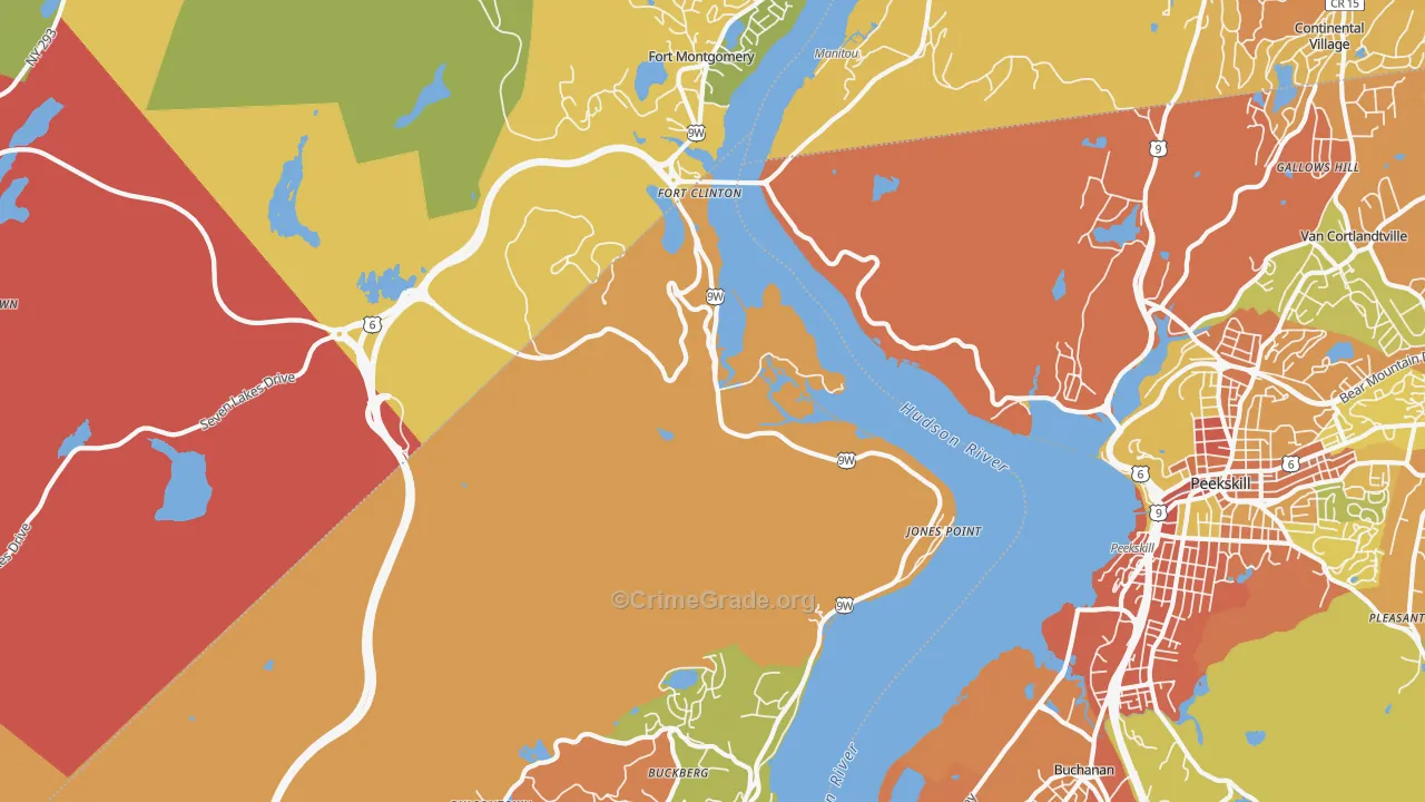 Bear Mountain, NY Map of Robbery Rates