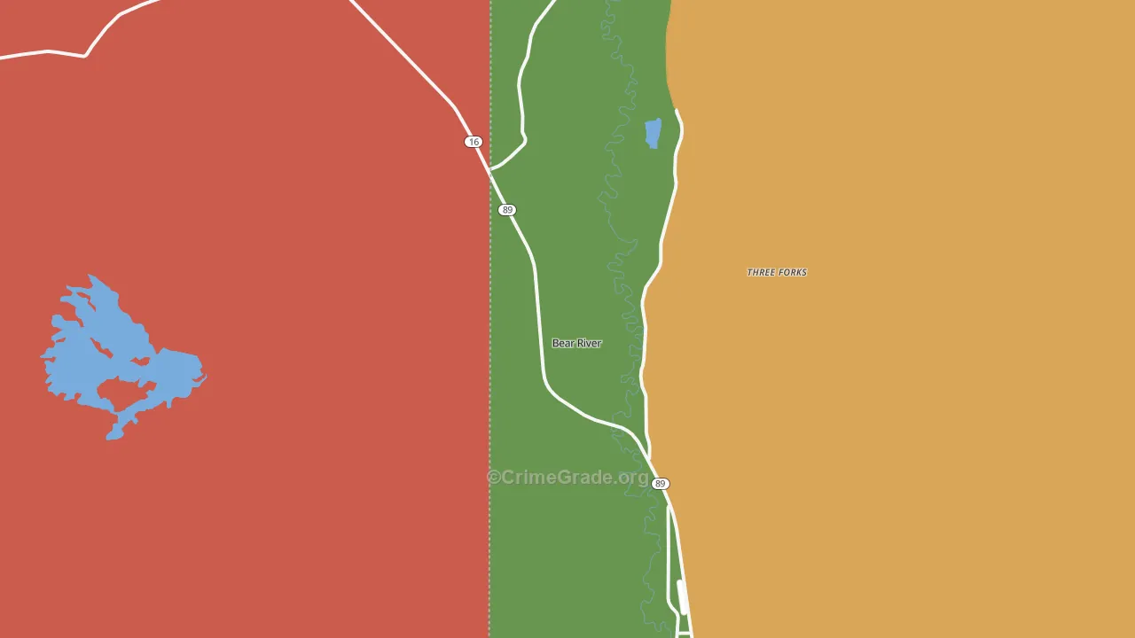 Bear River, WY Map of Robbery Rates