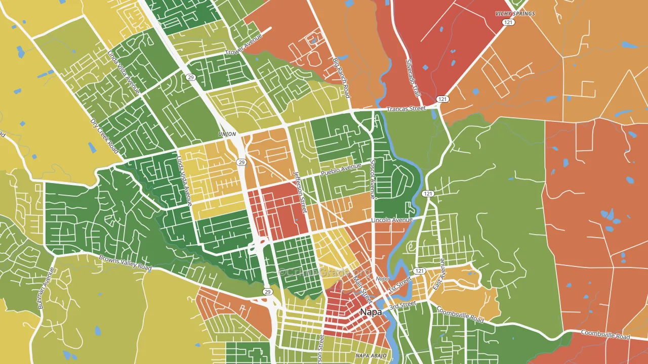 Beard, Napa, CA Map of Robbery Rates
