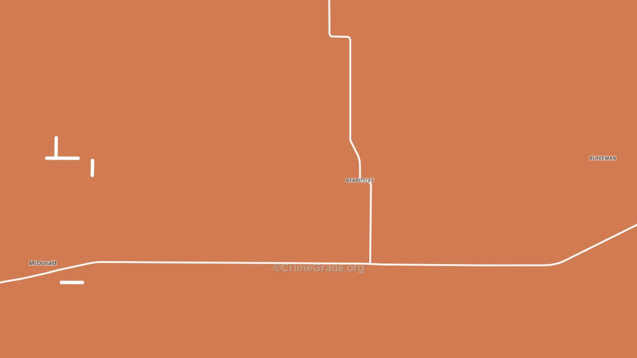 Beardsley, KS Map of Robbery Rates