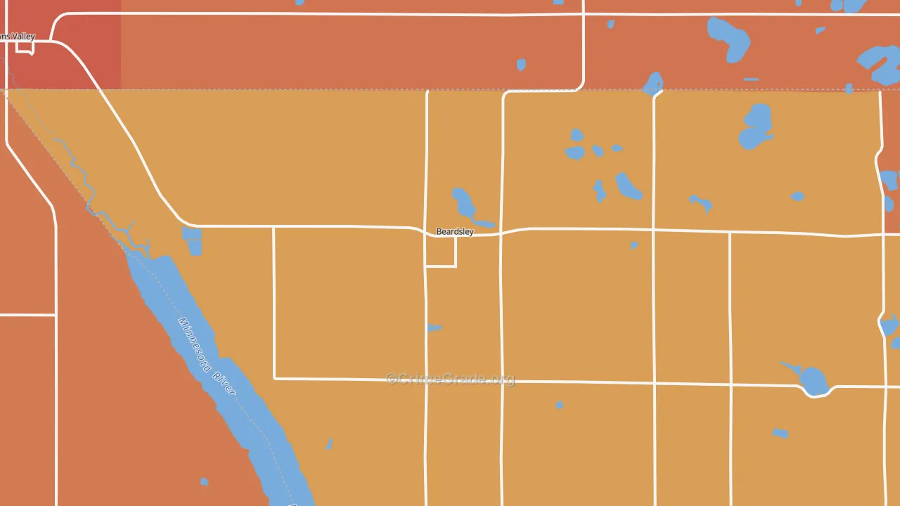 Beardsley, MN Map of Robbery Rates