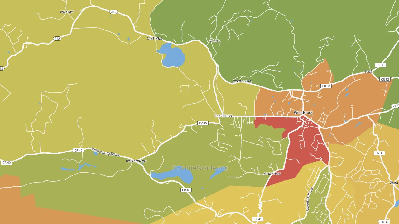 Bearsville, NY Map of Robbery Rates