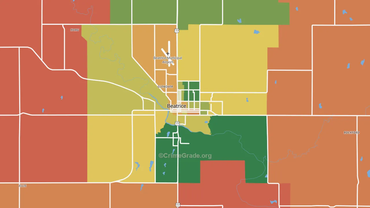 Beatrice, NE Map of Robbery Rates