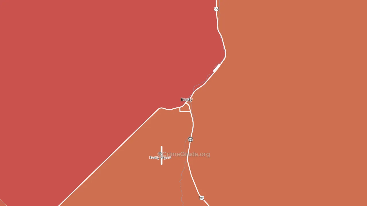 Beatty, NV Map of Robbery Rates