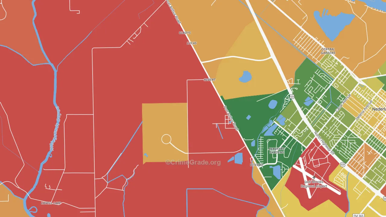 Beauxart Gardens, TX Map of Robbery Rates