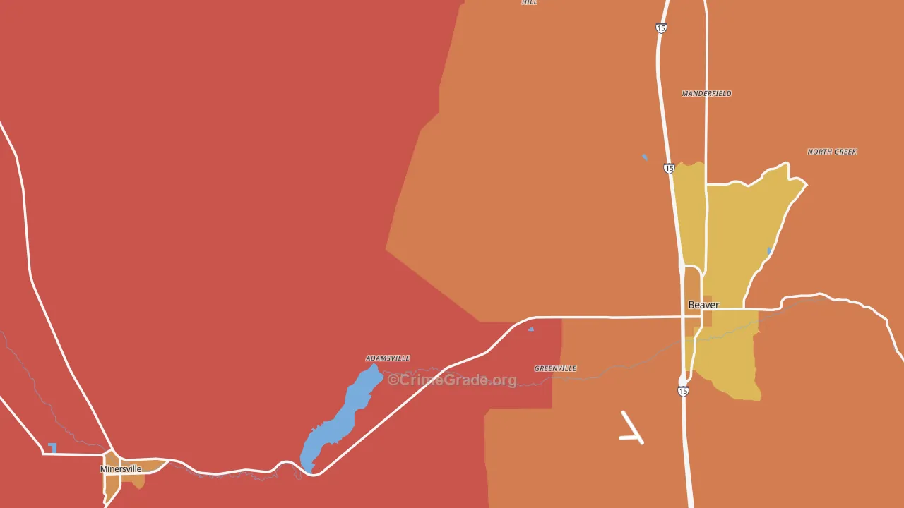 Beaver County, UT Map of Robbery Rates