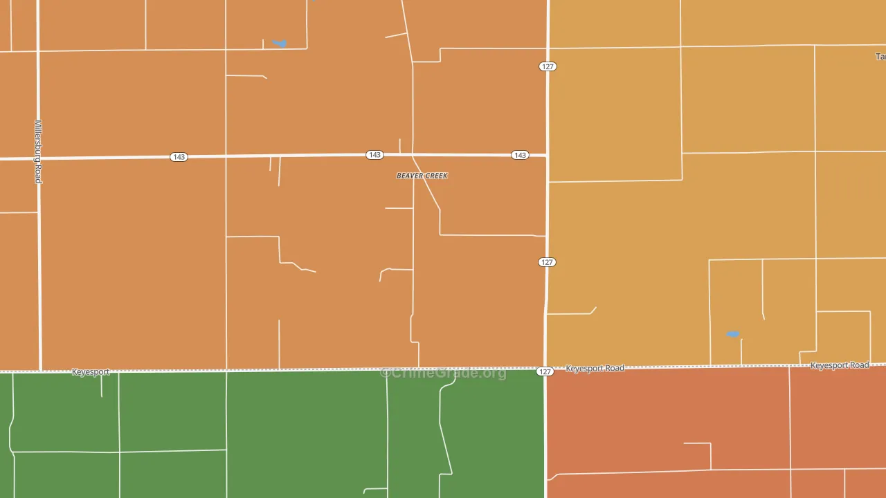 Beaver Creek, IL Map of Robbery Rates