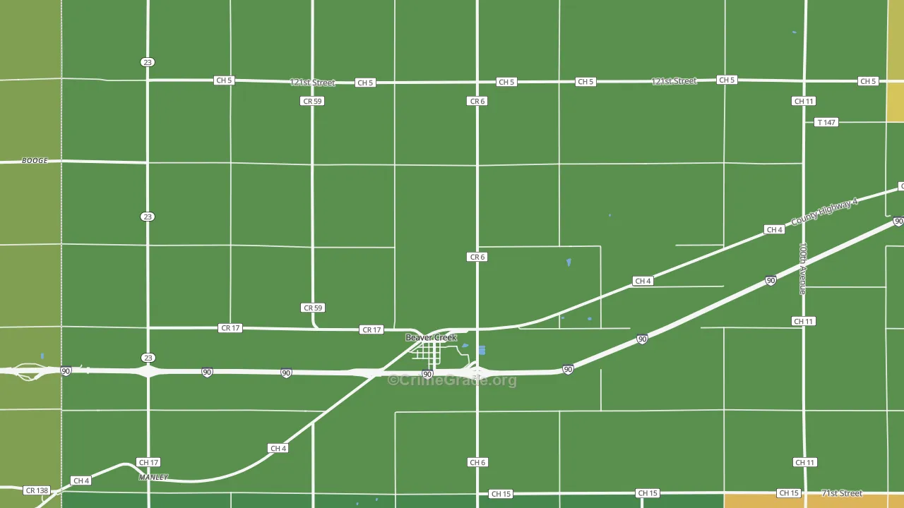 Beaver Creek, MN Map of Robbery Rates