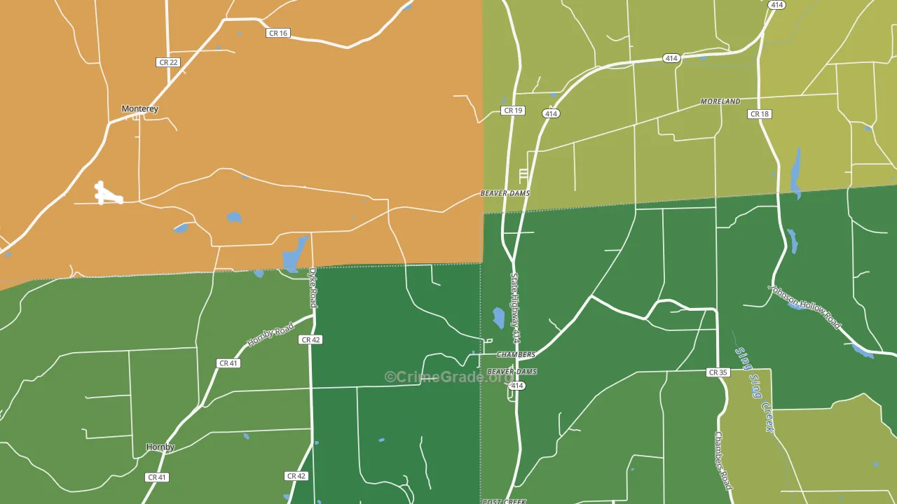Beaver Dams, NY Map of Robbery Rates