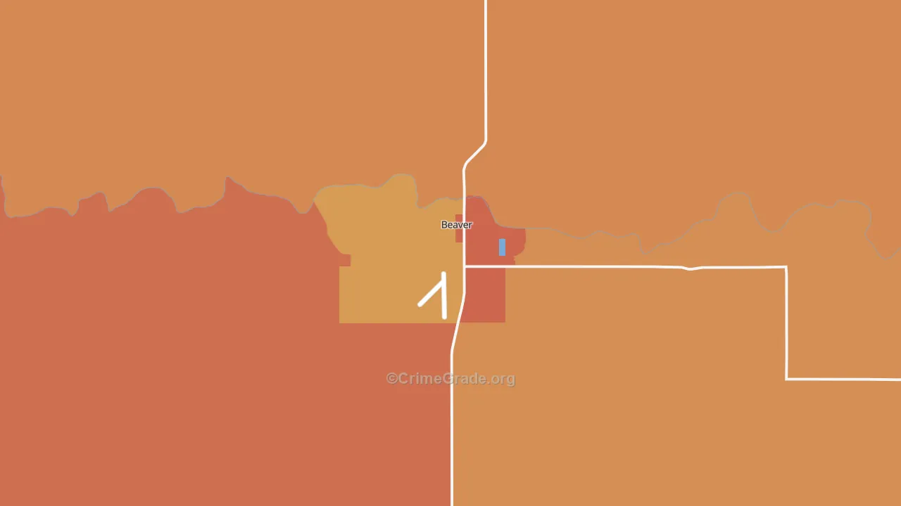 Beaver, OK Map of Robbery Rates