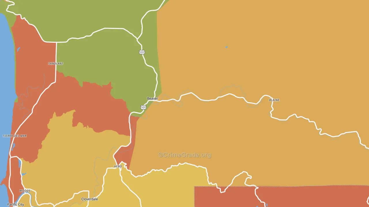 Beaver, OR Map of Robbery Rates