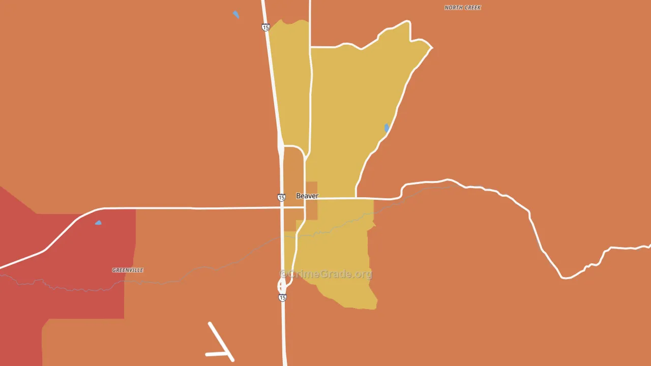Beaver, UT Map of Robbery Rates