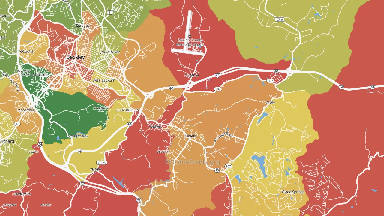 Beaver, WV Map of Robbery Rates