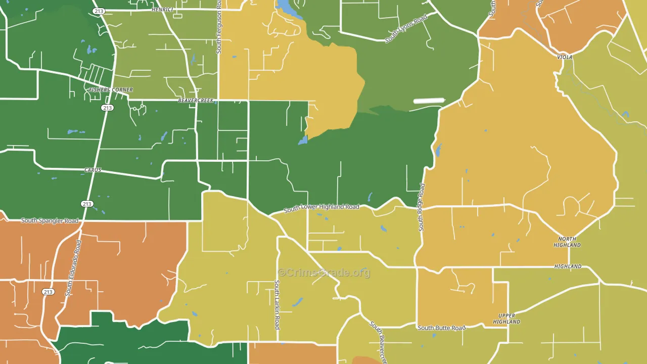 Beavercreek, OR Map of Robbery Rates