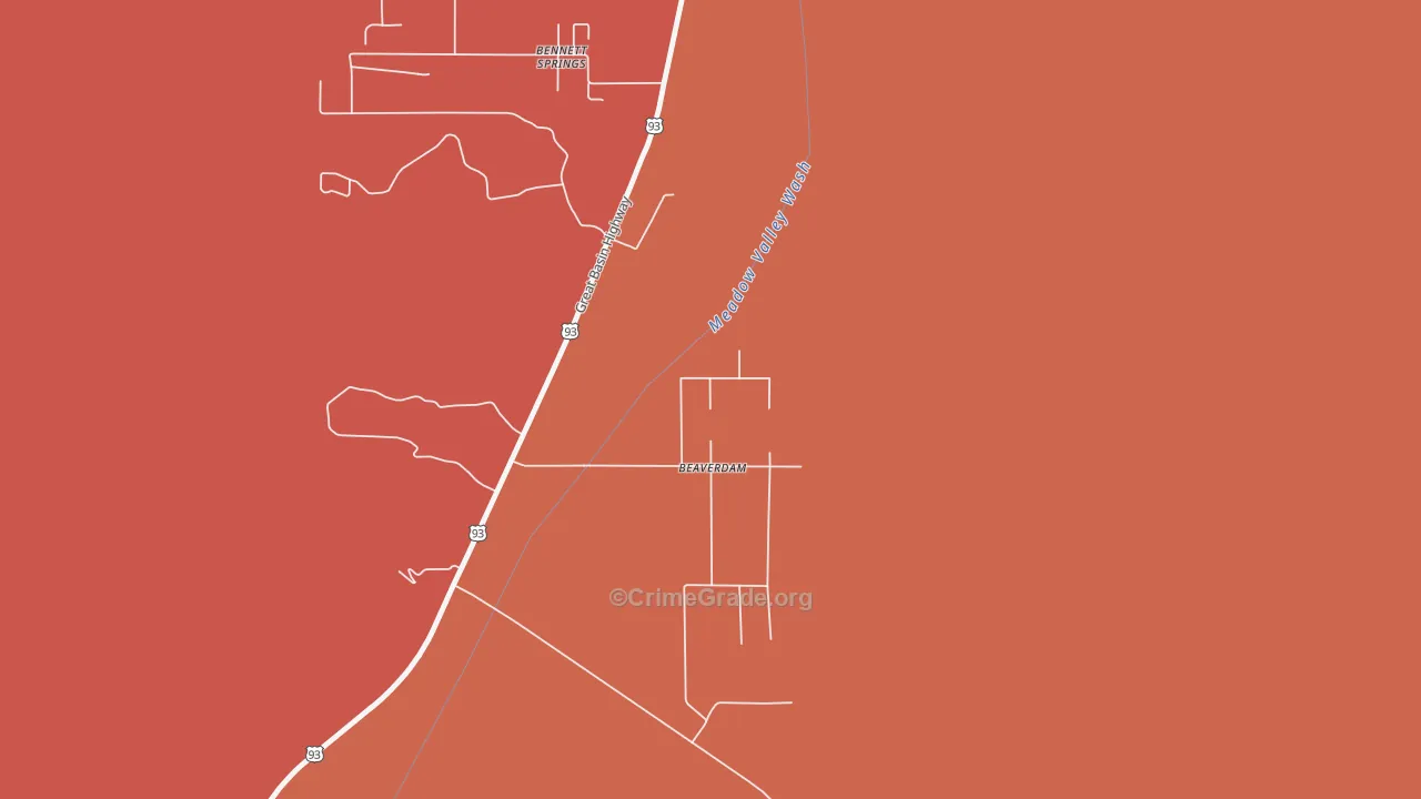 Beaverdam, NV Map of Robbery Rates