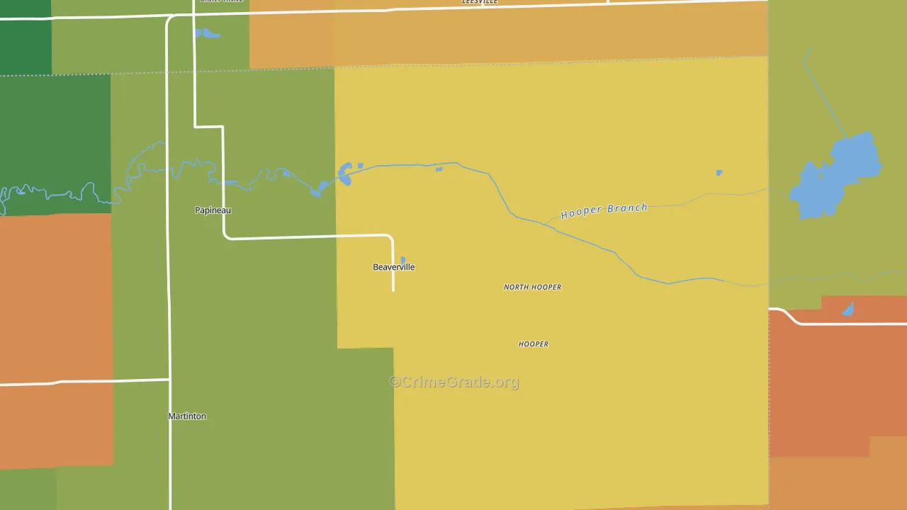 Beaverville, IL Map of Robbery Rates