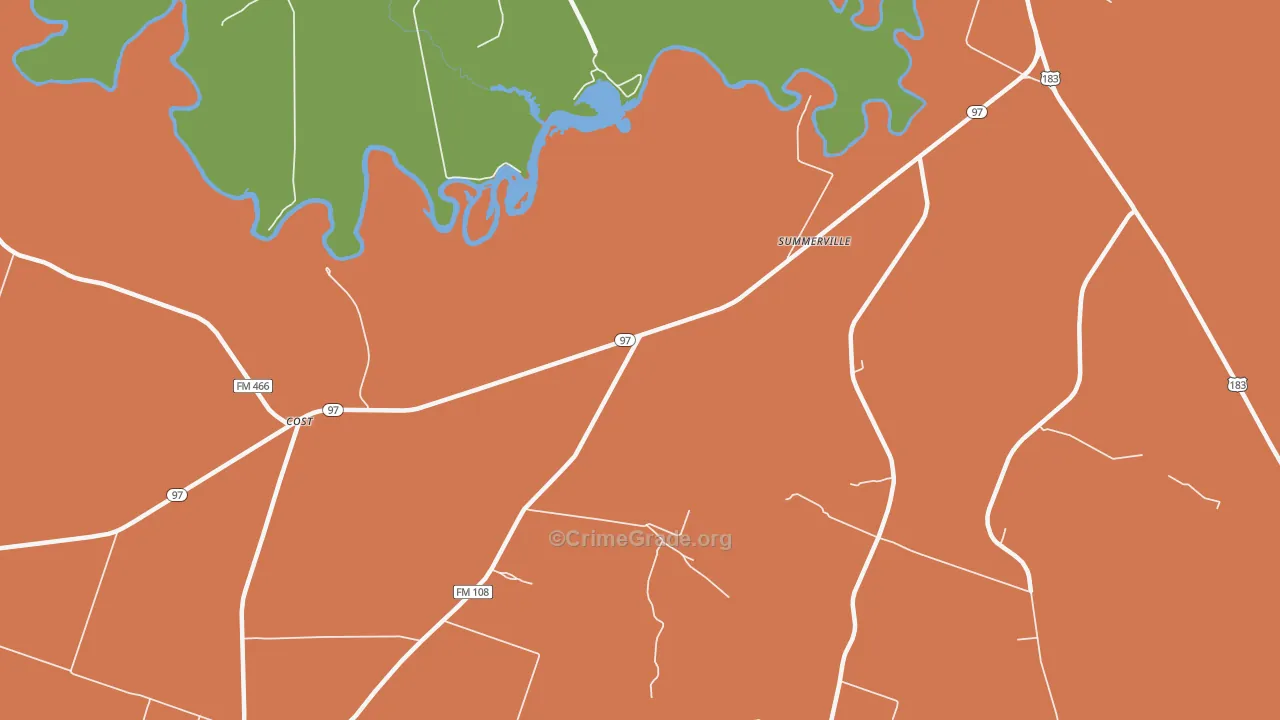 Bebe, TX Map of Robbery Rates