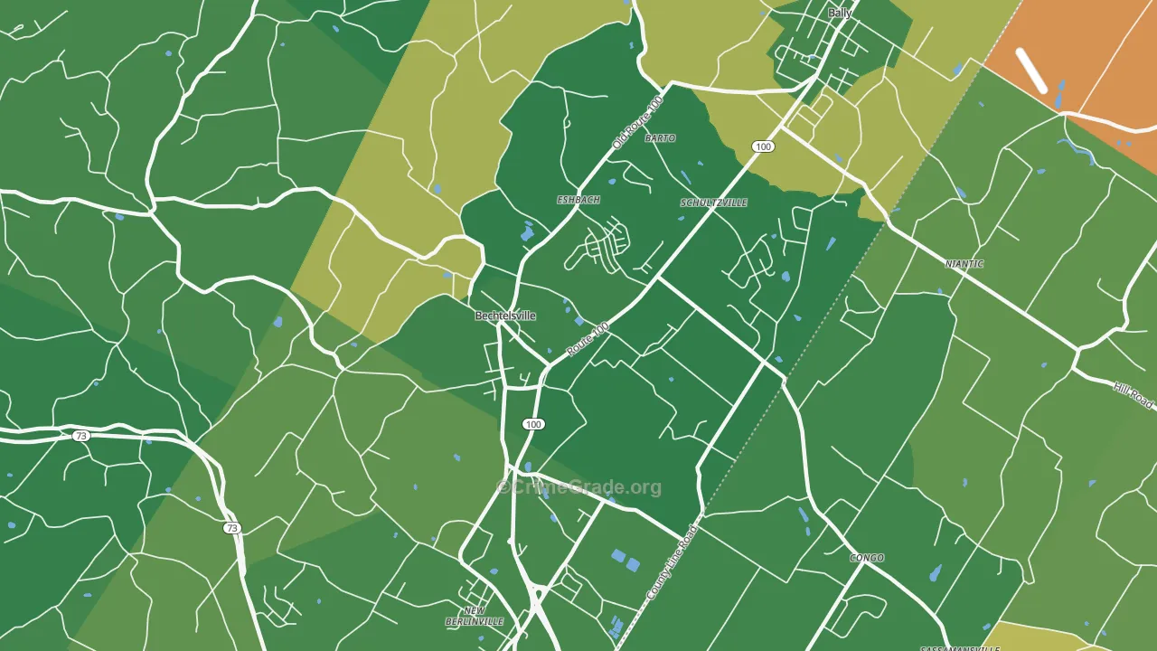 Bechtelsville, PA Map of Robbery Rates